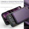 thumbnail image 4 of CaseMe Leather for iPhone Air Case with Card Holder, Wallet Case for Women Men with RFID Blocking, Durable Leather Kickstand Magnetic Clasp Shockproof Phone Case for iPhone Air 6.5-inch,Purple, 4 of 9