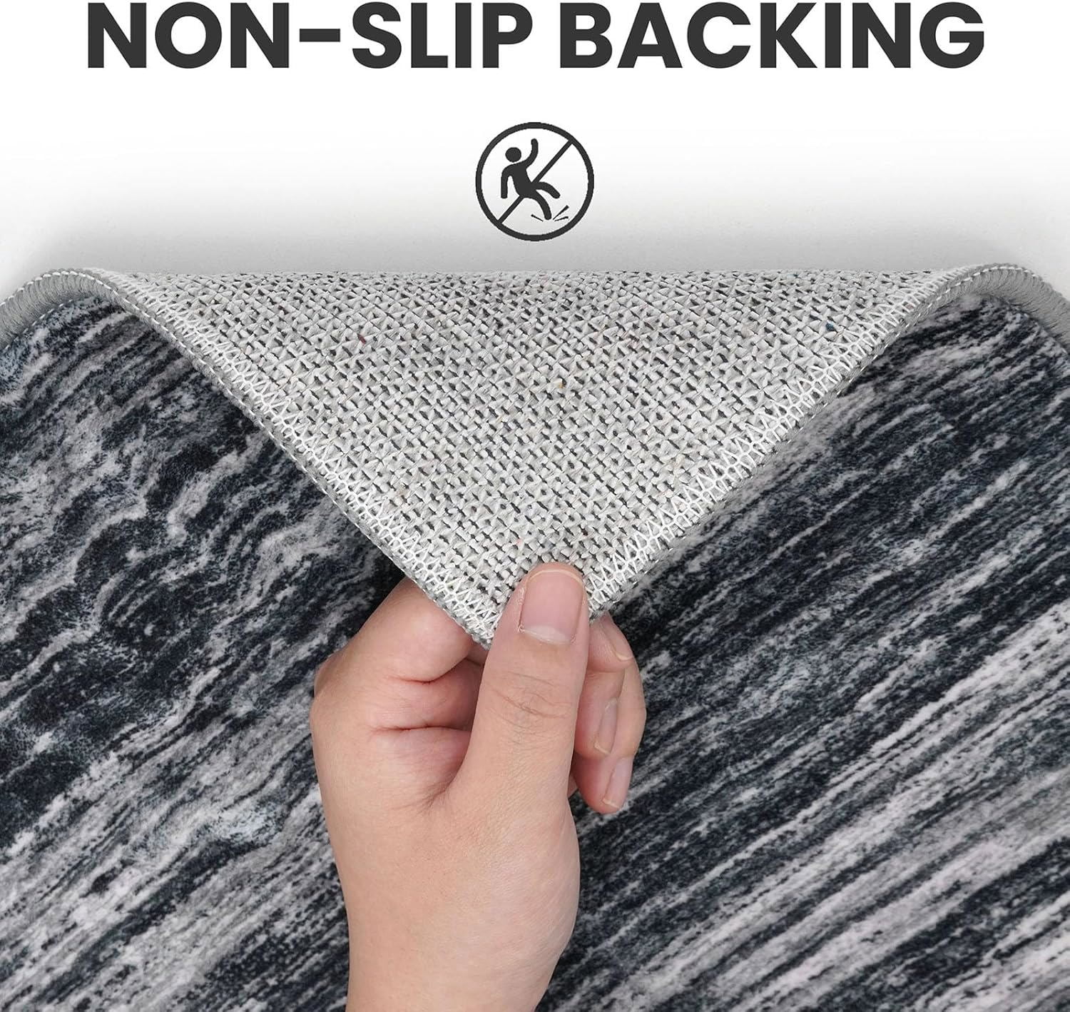 Brisasol Runner Rug for Floor 2x6 Washable Rug Runner Non Slip Carpet Runner Thin Indoor Runner for Hallway Kitchen Bedroom Entryway, Black/White