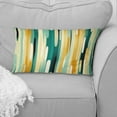 thumbnail image 4 of Designart "Striped Pattern with Jungle Green and Yellow Tones" Striped Printed Throw Pillow, 4 of 5