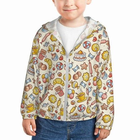 

Sun Hoodie for Kids coffee donuts Long Sleeve Swim Fishing Shirts Sun Protection Zip Up Jacket Clothing Athletic Hoodie