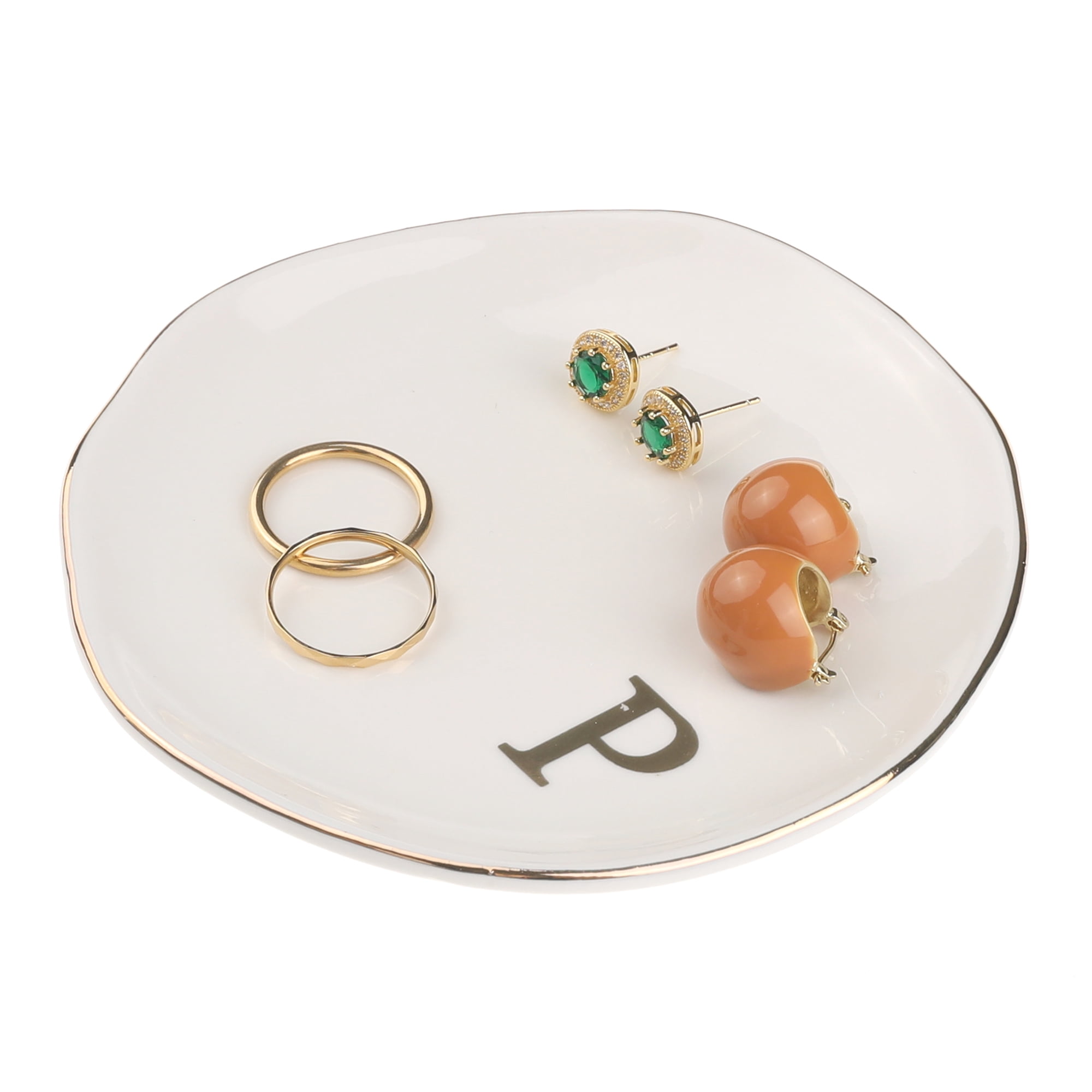 Unique Bargains Ceramic Jewelry Tray Decorative Trinket Dish Gifts Jewelry Boxes White-P