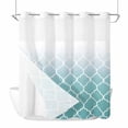 thumbnail image 4 of No Hook Shower Curtain Set with Snap in Liner, Cyan Gradient Morocco Pattern Waterproof Bathroom Curtain with See Through Top Window, Teal Grid Modern Minimalist Art Double Shower Curtains, 4 of 9