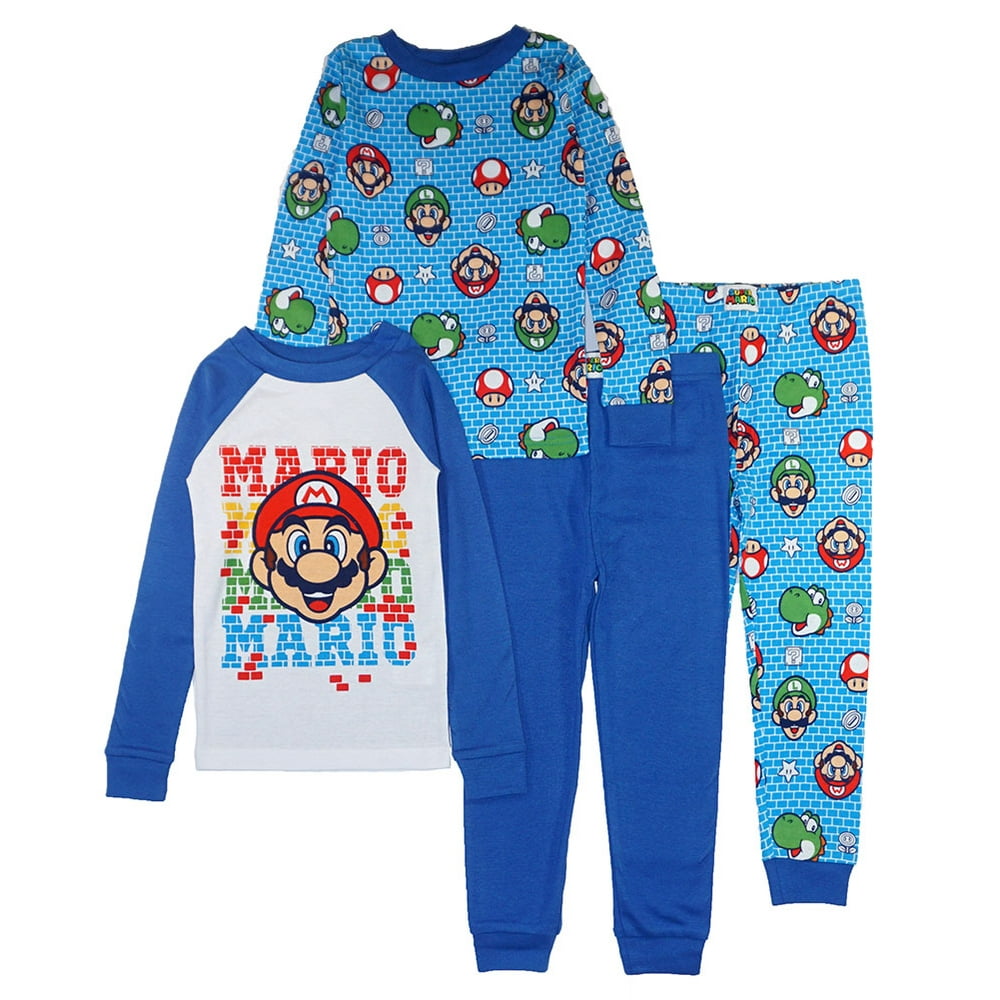 Super Mario Bros. - Super Mario Boys 4-Piece Cotton Pajama Set, Sizes 4 ...