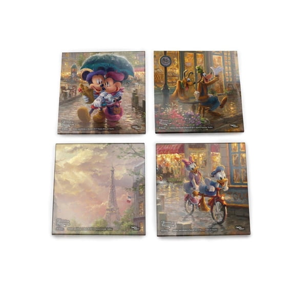 Disney (Mickey and Minnie Mouse in Paris) StarFire Prints™ Glass Coaster Set of Four SPCSTR844