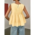 thumbnail image 5 of Womens Summer Pleated Peplum Sleeveless Blouse Tank Tops Round Neck Y2K Babydoll Blouse Shirt Yellow XL, 5 of 7