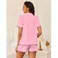 thumbnail image 3 of Ekouaer Womens Pajama Sets Button Up Bride Pjs Set 2 Piece Soft Sleepwear Short Sleeve Lounge Sets with Shorts, 3 of 6