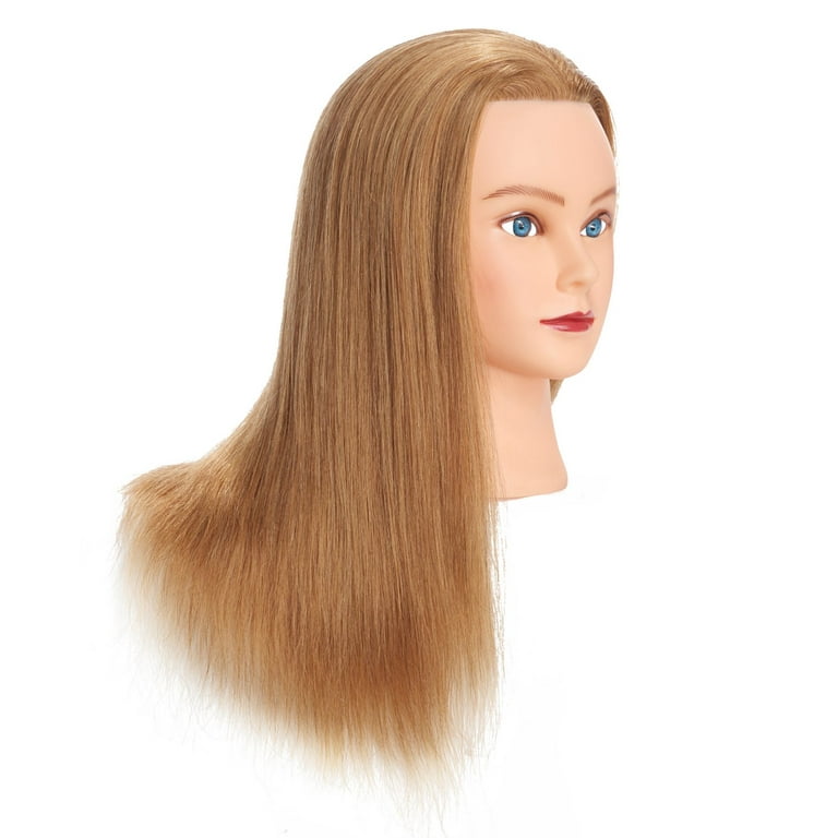 FABA 100% Real Hair Mannequin Head with Hair Doll Head for Hair Styling  20-22