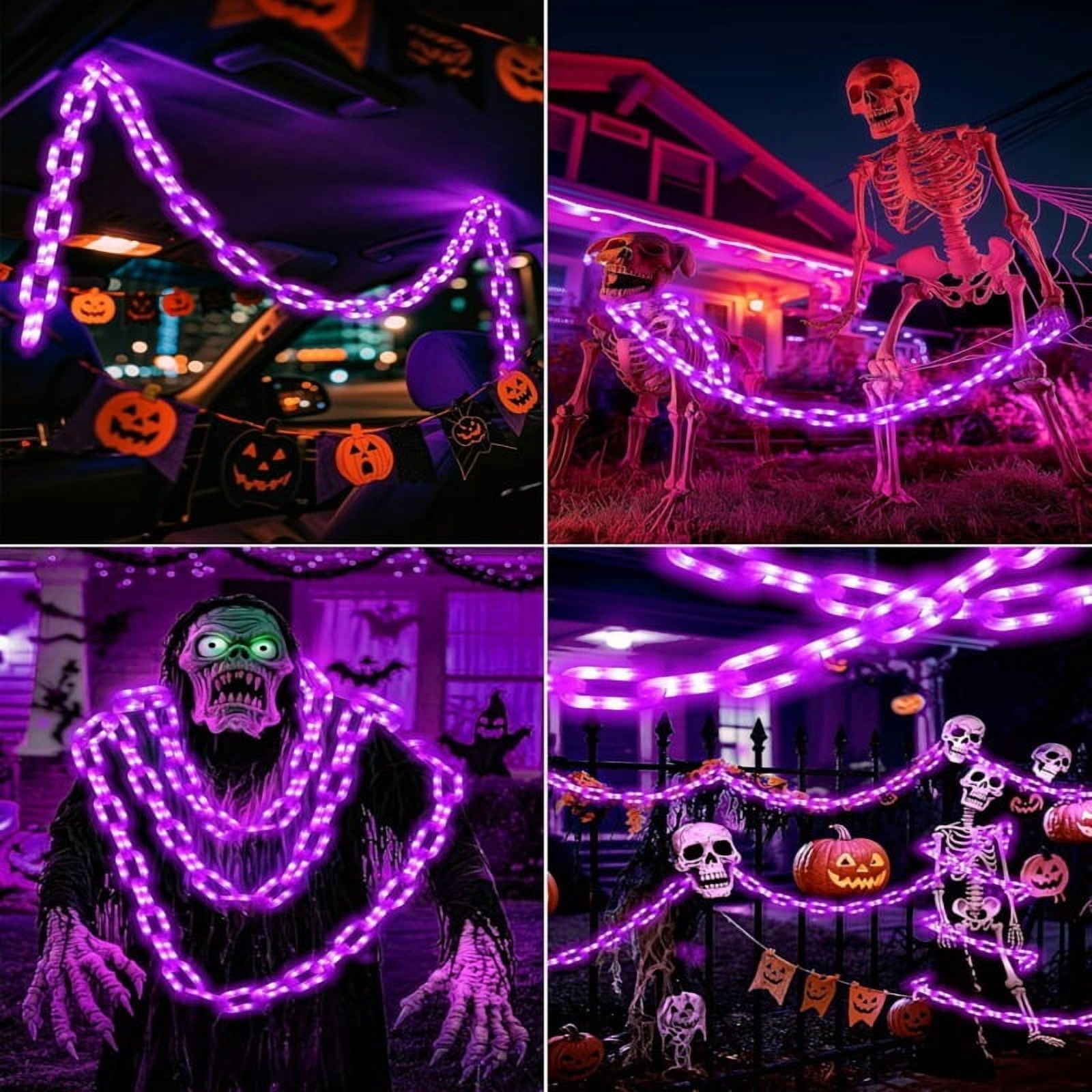 Halloween Chain String Light Decorations Outdoor Indoor, 160 LED Lights with 8 Modes Waterproof Lighted Prop Chains for Halloween Party Favors Yard Haunted House Spooky Decor