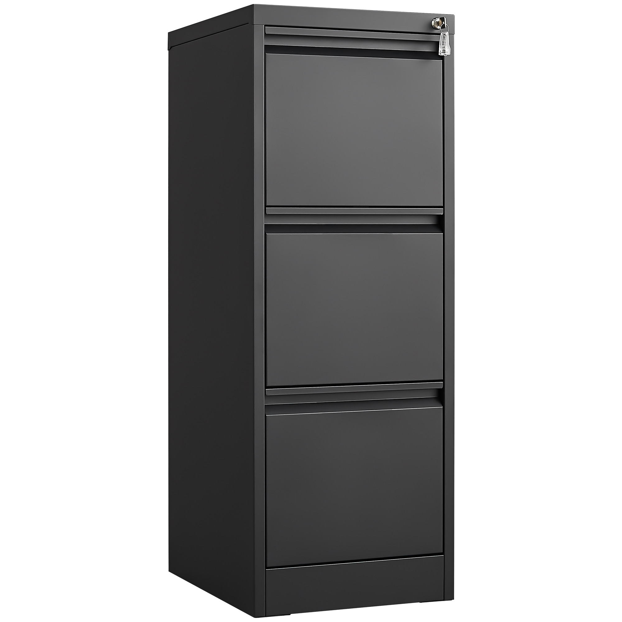 Leumius 3-Drawer File Cabinet with Lock,16.5" Deep Metal Lateral Vertical Filing Cabinet for Home Office,Fits Legal/Letter/A4,Black