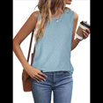 thumbnail image 3 of Camisas Casuales de Verano para Mujer, con Cuello Redondo y Mangas , Color Azul , Talla XXL, 3 of 7