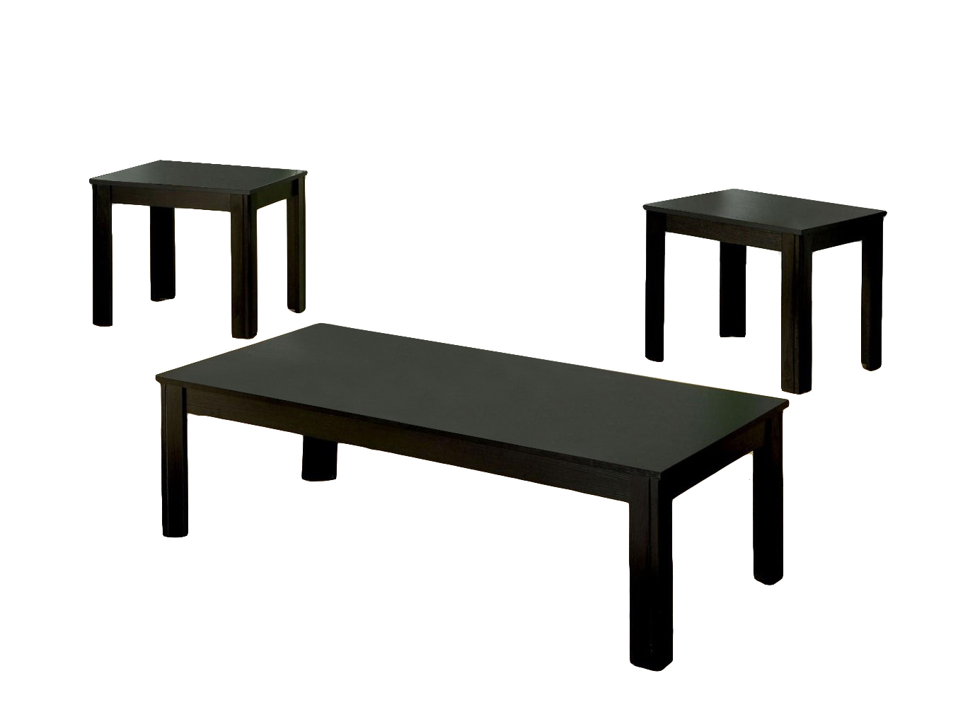 3Piece Wooden Square Table Set, Black