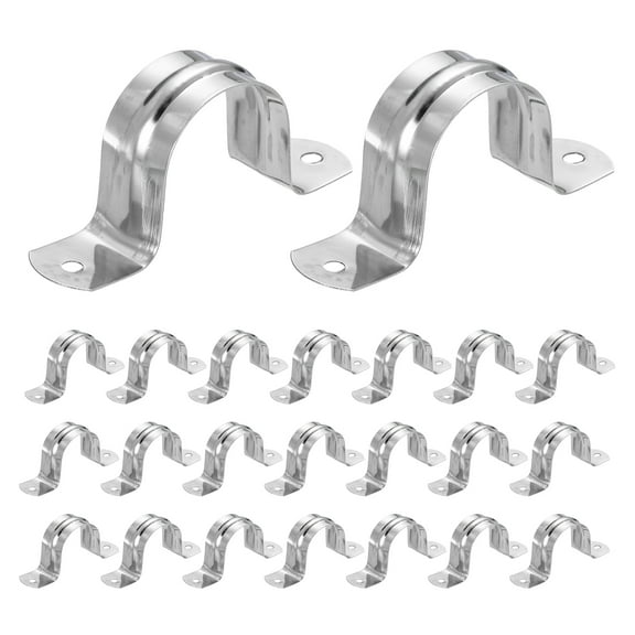 Uxcell 52pcs Conduit Clamp 1 1/4 Inch, 1 Hole Stainless Steel Pipe Strap, U Bracket Single Band Rigid Metal Conduit Hanger for Pipe Fixing, Tube Wire Installation