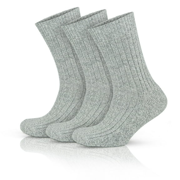 GoWith Merino Wool Socks For Men | Gray Warm Thick Crew Socks | 3 Pairs | Model: 6001