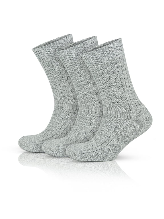 Merino Wool Socks For Men | Gray Warm Thick Crew Socks | 3 Pairs | Model: 6001