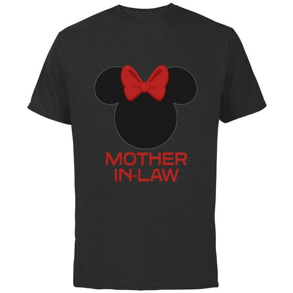 Disney Minnie Mouse Mother-in-Law Red Bow Mother’s Day - Short Sleeve Cotton T-Shirt for Adults - Customized-Black