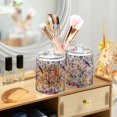 thumbnail image 3 of Yayeee 2 Pack Qtip Holder Bathroom Cotton Swab Canister with Lid Clear Dispenser Set, Purple Floral Pattern, 3 of 6