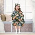 thumbnail image 7 of FORMRS Wearable Blanket Hoodie with Sleeves for Kids Cozy Flannel Sweatshirt, Blue Geometric Flowers, 7 of 7