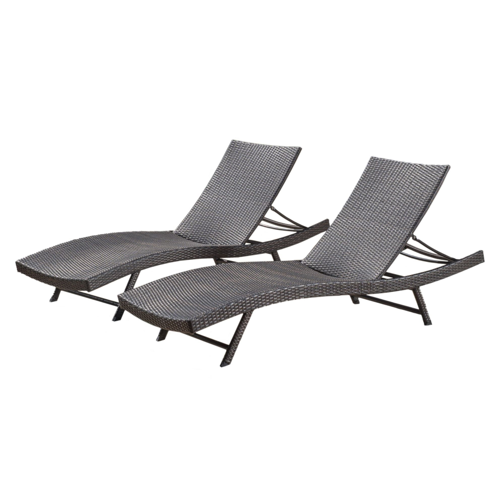 Set Of 2 Coffee Brown Adjustable Back Outdoor Lounge Chairs - Walmart.Com