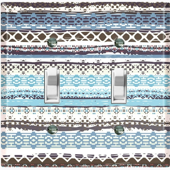 Metal Light Switch Plate Cover Ethnic Aztec Tribal Art Pattern Blue SFR060