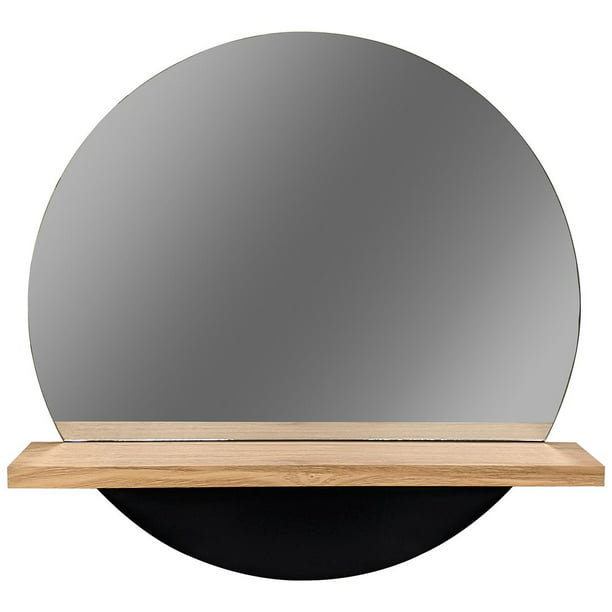 Mainstays Ms 20 Black Round Mirror, Rustic Round Mirror With Shelf