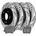 thumbnail image 2 of AutoShack Front and Rear Drilled and Slotted Brake Kit Rotors Black and Ceramic Pads Set of 4 Replacement for 2001-2005 Mercedes C320 2003-2005 C240 CLK320 2006-2007 C280 C350 V6 AWD RWD SCD872PR44102, 2 of 4