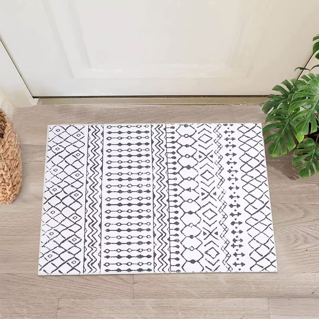 HOMERRY Moroccan Boho Bathroom Rug Trellis Tribal Accent Door Mat