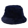 thumbnail image 4 of Xijirk Womens Fuzzy Bucket Hat with Wide Brim Warm Solid Color Winter Hat for Travel Shopping Outdoor Daily Casual Wear,Navy,One Size, 4 of 4