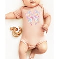 thumbnail image 2 of Pastel Easter Bow Bodysuit for Baby Girls Spring Holiday Flowers and Bunnies Toddler One-Piece Peach Bodysuit Newborn, 2 of 3