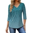 thumbnail image 2 of Fantaslook V Neck T Shirts for Women 3/4 Sleeve Tunic Tops Dressy Casual Blouses Boho Basics Tee Summer Fall Clothes, 2 of 8