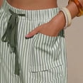 thumbnail image 3 of Delayuji Women's Linen Pants Striped Cropped Pants Casual High Waist Loose Fit Summer Beach Pants With Pockets Beach Vacation Clothing, 3 of 4