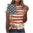 thumbnail image 3 of Elvqul Womens Independence Day T Shirts 4th of July American Flag Tops Plus Size Eagle V-Neck Patriotic Shirts for Juniors 3/4 Sleeve, 3 of 6