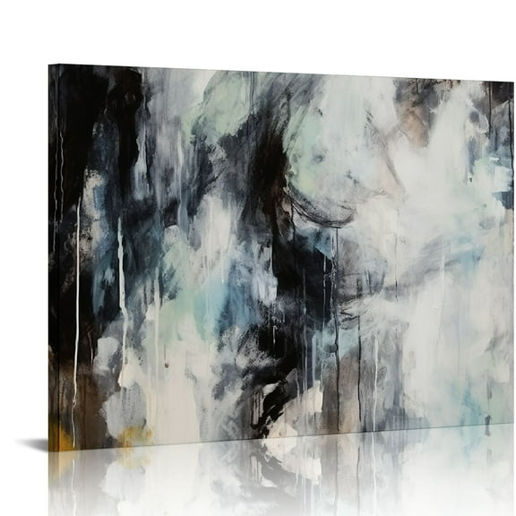 JEUXUS Black Gray Abstract Wall Art - Abstract Canvas Pictures for Wall Decor Modern Abstract Canvas Painting Artwork for Living Room Bedroom Home Office Wall Decorations
