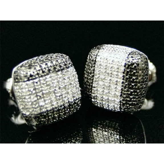 3Ct Lab Created Round Black Diamond Men's Stud Earrings Solid 14K White Gold Plated