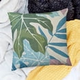 thumbnail image 2 of BANET Summer Pillow Covers , Pink Teal Blue Tropical Leaf Outdoor Decorative Throw Pillow Covers Green Blue Cushion Case Square Decor for Home Couch Sofa White, 2 of 5