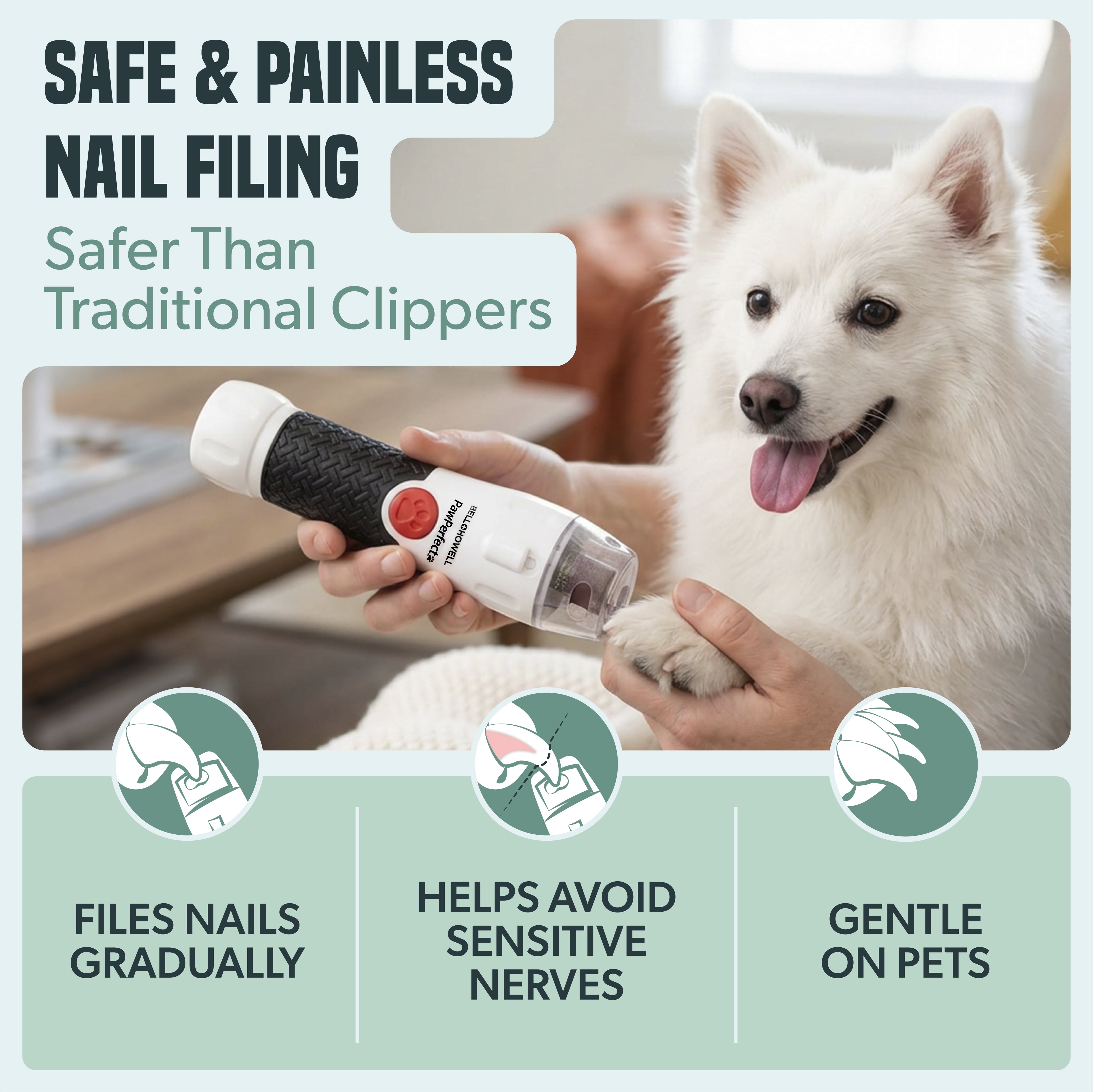 Paw Perfect Pet Nail Trimmer Nail Groomer Nail Rotating File for Large Small Pets As Seen on TV