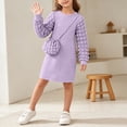 thumbnail image 6 of Auroural Girls Long Sleeve Knit Dress with Matching Mini Crossbody Bag Round Neck Ribbed Casual Outfit, 6 of 9