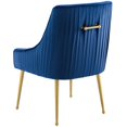 thumbnail image 3 of Contemporary Modern Urban Designer Dining Kitchen Room Side Dining Chair, Velvet Fabric Stainless Steel Metal, Navy Blue, 3 of 6