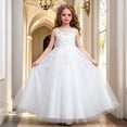thumbnail image 2 of Glisme Big Girls Dress Solid Color Sleeveless Crew Neck Performance Formal Princess Girls Dresses, 2 of 6