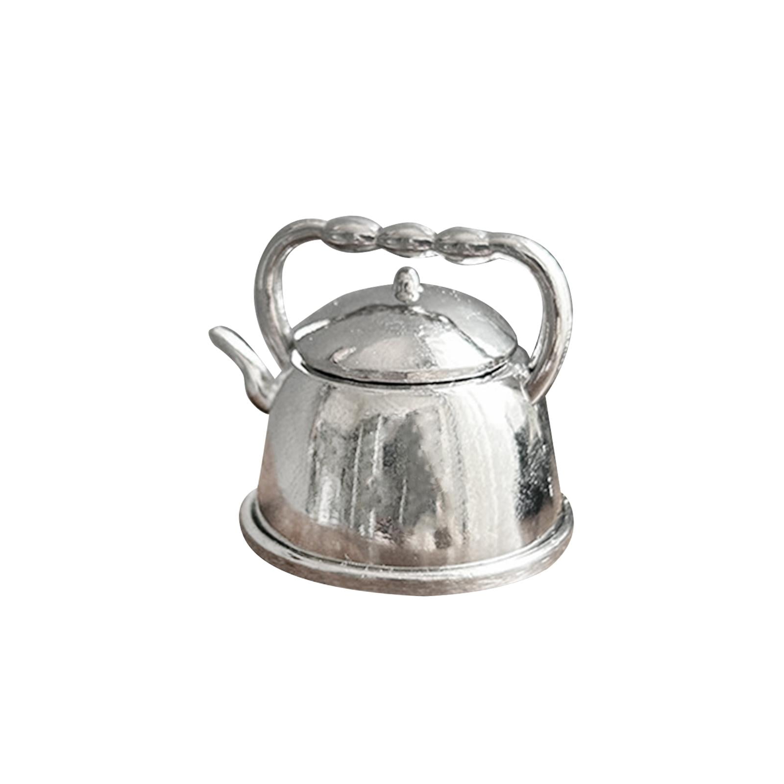 Miniature Teapot Miniature Tea Kettle Tableware Metal Dollhouse