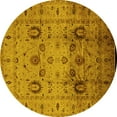 thumbnail image 1 of Ahgly Company Indoor Round Oriental Yellow Traditional Area Rugs, 7' Round, 1 of 4