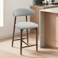 thumbnail image 2 of Upholstered Counter Height Stool—Ergonomic Back Support & Durable Wooden Base, Ideal for Kitchen & Dining, Lightgrey, 2 of 9