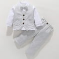 thumbnail image 5 of Zshosam Baby Boy Formal Outfit Baby Boy Clothes Suits Infant Gentleman Wedding Outfit Formal Dress Shirt Vest Bowtie Pants Baby Suit Sets Size 5T 6T,(White 5-6 Years), 5 of 7