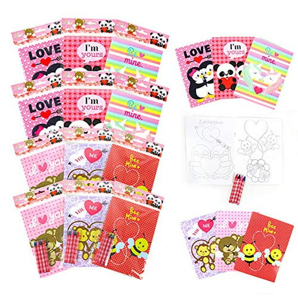 Download Tinymills Valentine S Day Coloring Book And Crayon Set For Kids Party Favors With 12 Coloring Books And 48 Crayons For Valentine S Day Party Goody Bag Stuffers For Kids Carnival Prizes Classroom