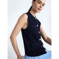 thumbnail image 4 of Free Assembly Women's and Women's Plus Button Front Cable Knit Sweater Vest, Lightweight, Sizes XS-4X, 4 of 5