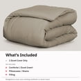 thumbnail image 3 of California Design Den 100% Cotton Duvet Cover Queen Size Only - 400 Thread Count, Soft Sateen, Button Closures & Corner Ties - Taupe, 3 of 8