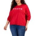 thumbnail image 1 of Tommy Hilfiger Chandail en Tricot à Col Rond avec Logo Cœur pour Femmes, Rouge, Grande Taille, 3X, 1 of 1