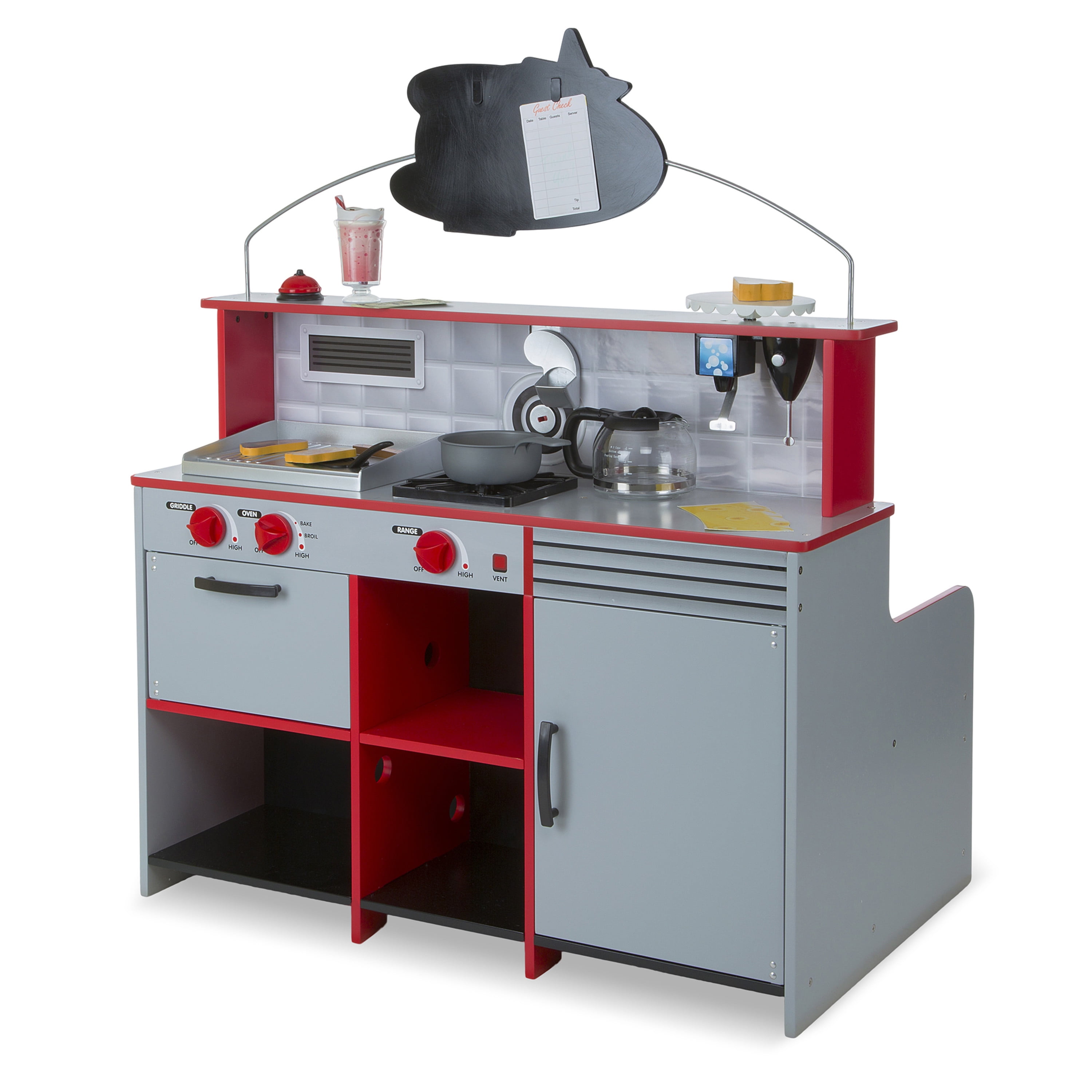 Melissa & Doug Double-Sided Wooden Star Diner Play Space – Immersive Role-Playing Fun