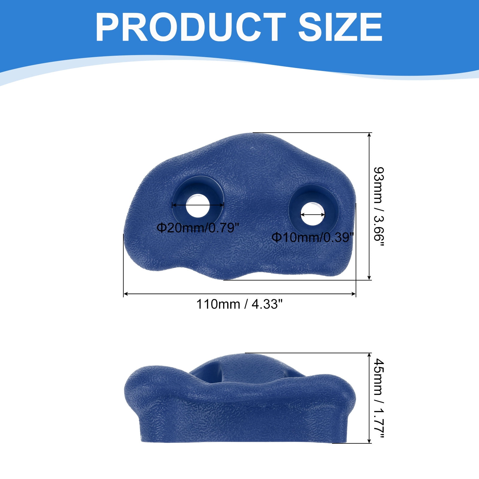 Rock Climbing Holds, 10 Pcs Small Climbing Rock Wall Grips with Double Hole for Playground Accessory, Blue-C