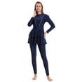 thumbnail image 5 of Long Sleeve Swimsuit for Women Rash Guard Tankini Top with Swim Cap and Matching Bottoms Full Coverage Sun Protection Swimwear for Beach, 5 of 9