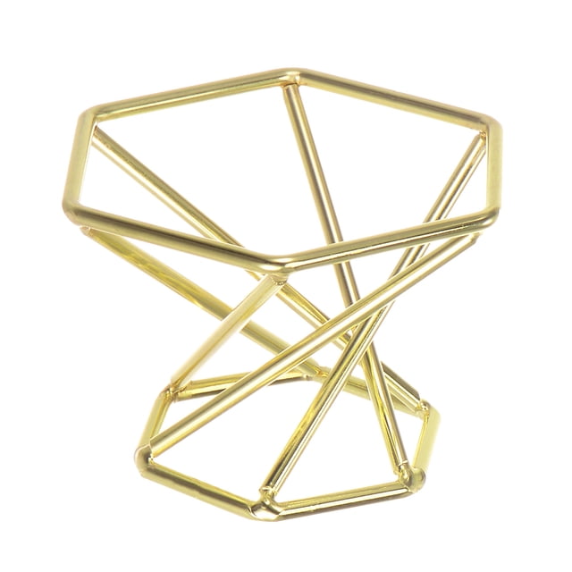 Unique Bargains Crystal Ball Hexagonal Display Stand,1.3 Inch Diameter ,Metal Ball/Egg Holder, Gold